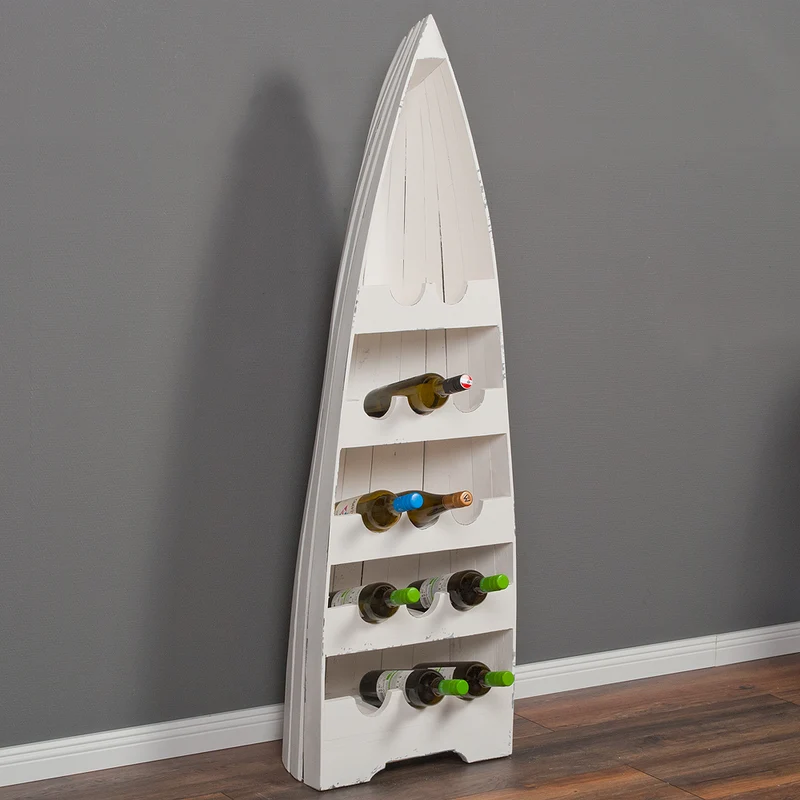Massivholz Weinregal VINO ca. H150cm Antique-White Bootsregal