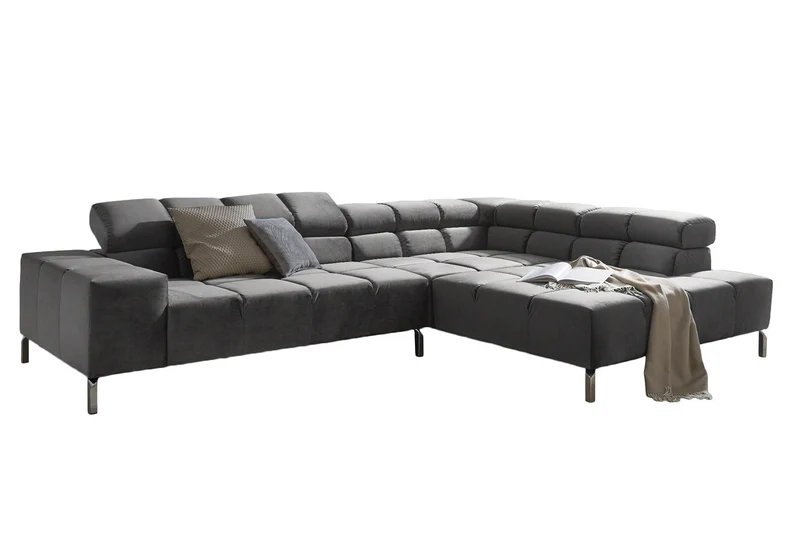 KAWOLA Sofa NELSON Ecksofa Velvet stone
