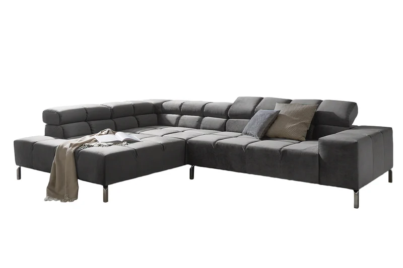 KAWOLA Sofa NELSON Ecksofa Velvet stone