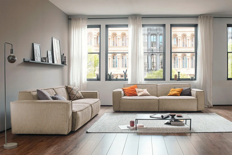 KAWOLA Sofa SAMU Stoff taupe