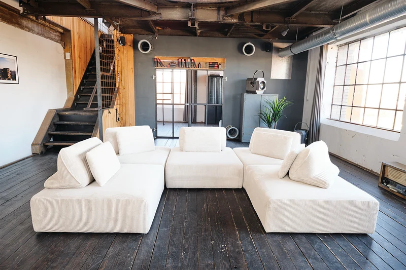 KAWOLA Hocker WIOLO SOFT Sitzelement für Modulsofa Cord cremeweiß