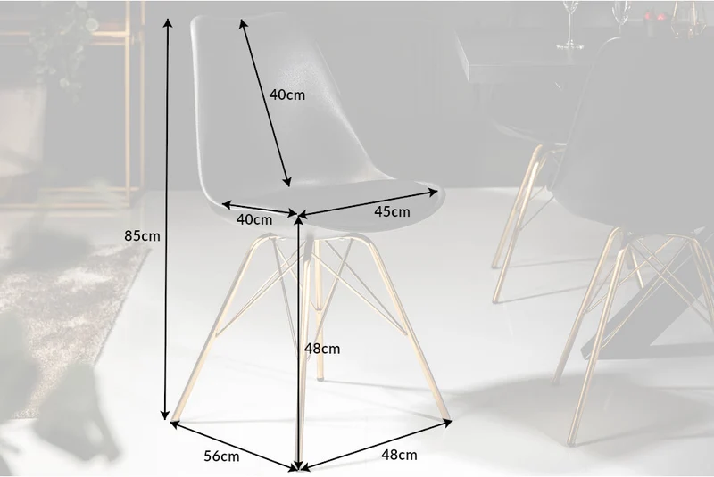 4er Set Design-Klassiker Stuhl NORWAY schwarz-gold