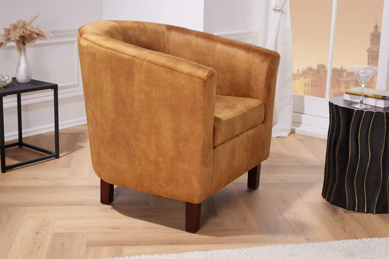 Bequemer Cocktail-Sessel POLTRONA Samt senfgelb