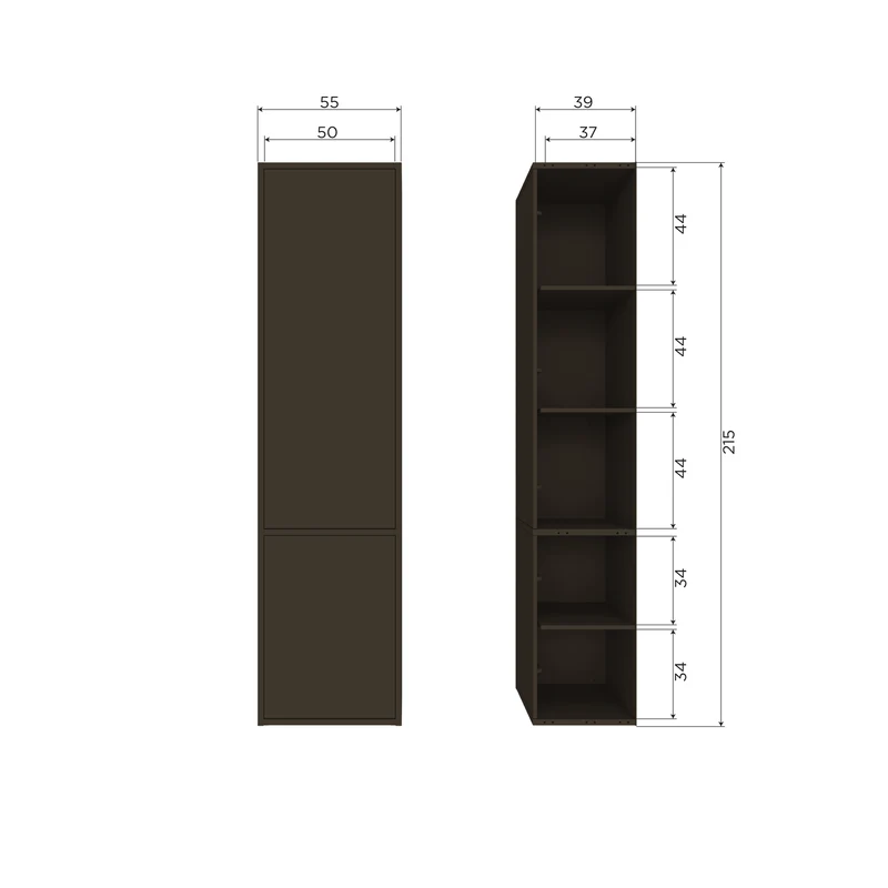 Meggy schmaler ablageschrank 55 cm kiefer mittelbraun
