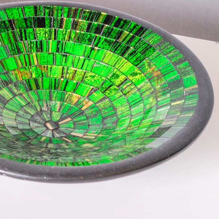 Deko-Schale UBUD-L rund mit Glas-Mosaiksteinen Ø ca. 36cm Grün