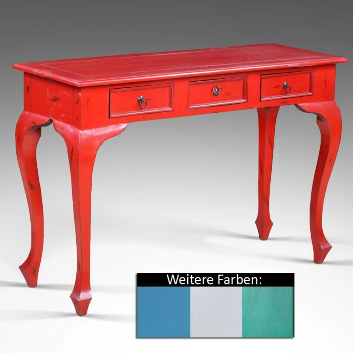 Konsole LONG RED im Shabby-Chic Stil mit 3 Schubladen