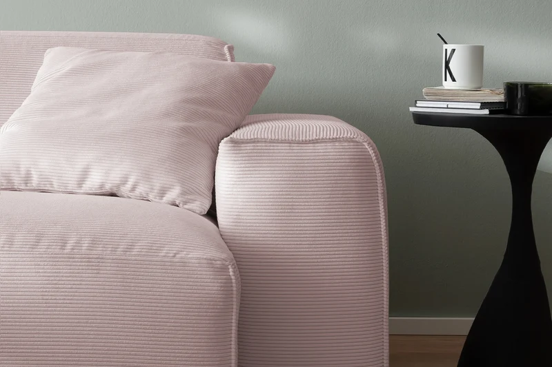 KAWOLA Sofa RANI 3-Sitzer Feincord rosa