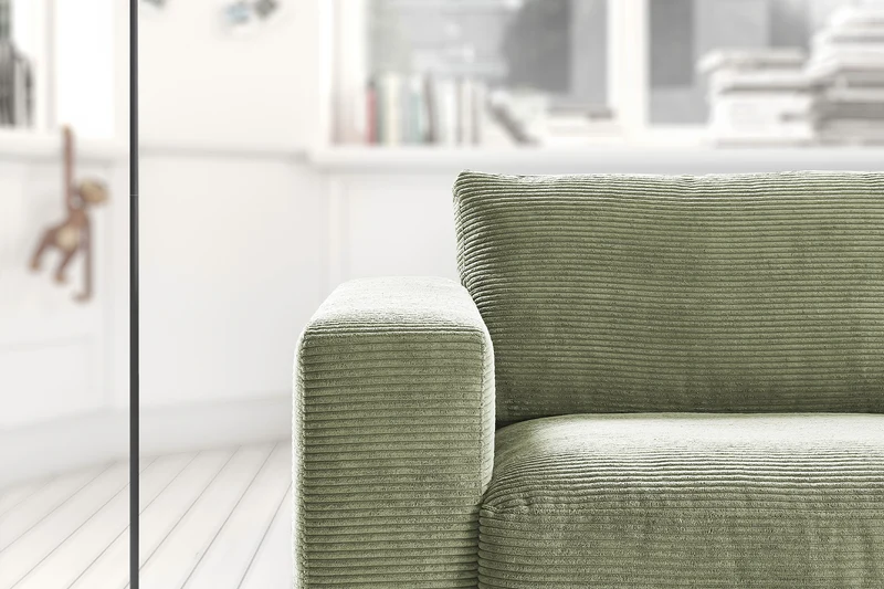 KAWOLA Sofa MADELINE 2-Sitzer Cord olivgrün