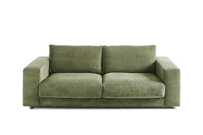 KAWOLA Sofa MADELINE 2-Sitzer Cord olivgrün