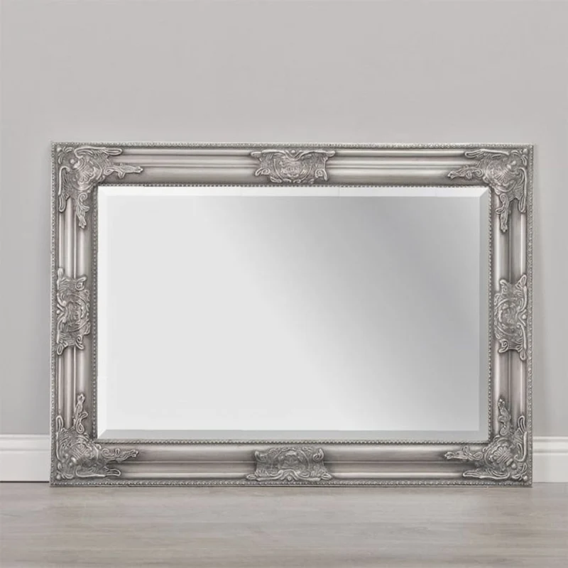 Eleganter Barock-Spiegel BESSA 80x60cm silber-antik Holzrahmen