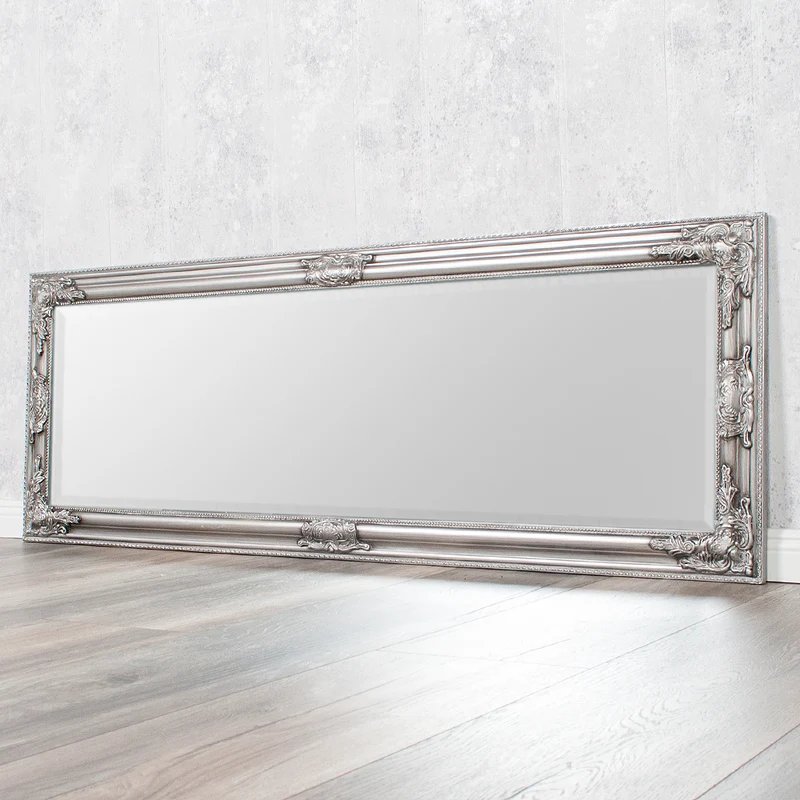 Eleganter Barock Spiegel BESSA 140x50cm silber-antik Holzrahmen