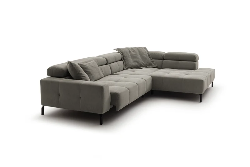 KAWOLA Sofa OHIO Ecksofa Feincord grau
