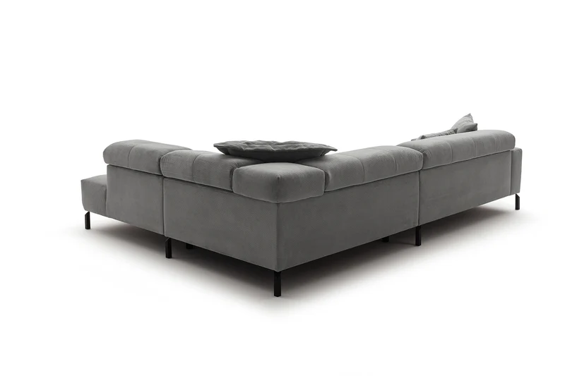KAWOLA Sofa OHIO Ecksofa Feincord grau