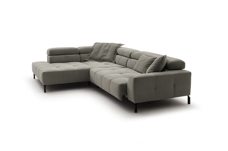 KAWOLA Sofa OHIO Ecksofa Feincord grau