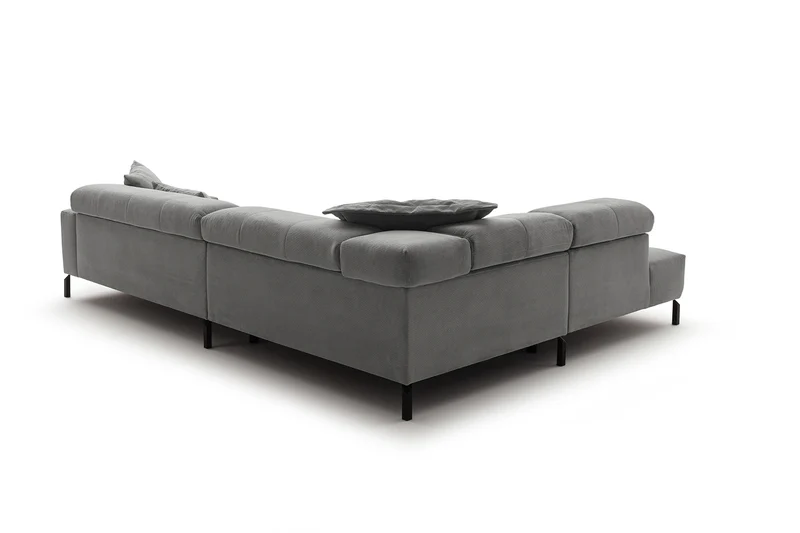 KAWOLA Sofa OHIO Ecksofa Feincord grau