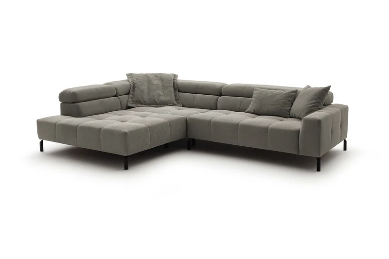 KAWOLA Sofa OHIO Ecksofa Feincord grau