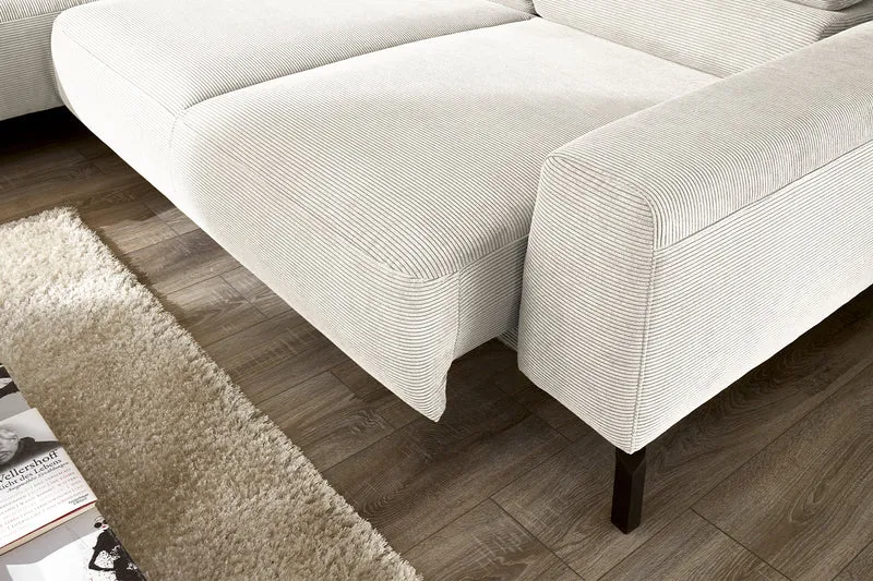 KAWOLA Sofa DELIA Ecksofa Feincord weiß