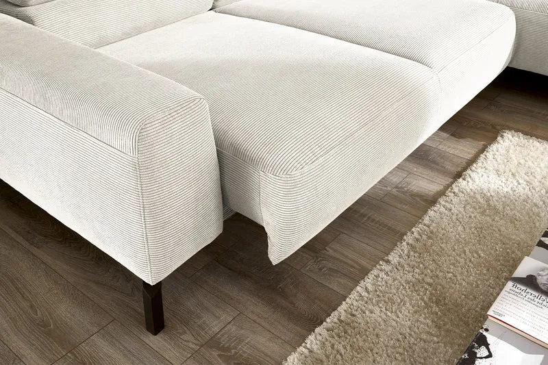 KAWOLA Sofa DELIA Ecksofa Feincord weiß