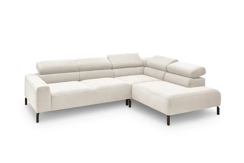 KAWOLA Sofa DELIA Ecksofa Feincord weiß
