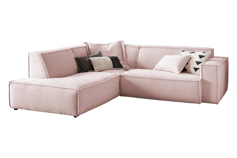 KAWOLA Sofa SAMU Ecksofa Cord rosa