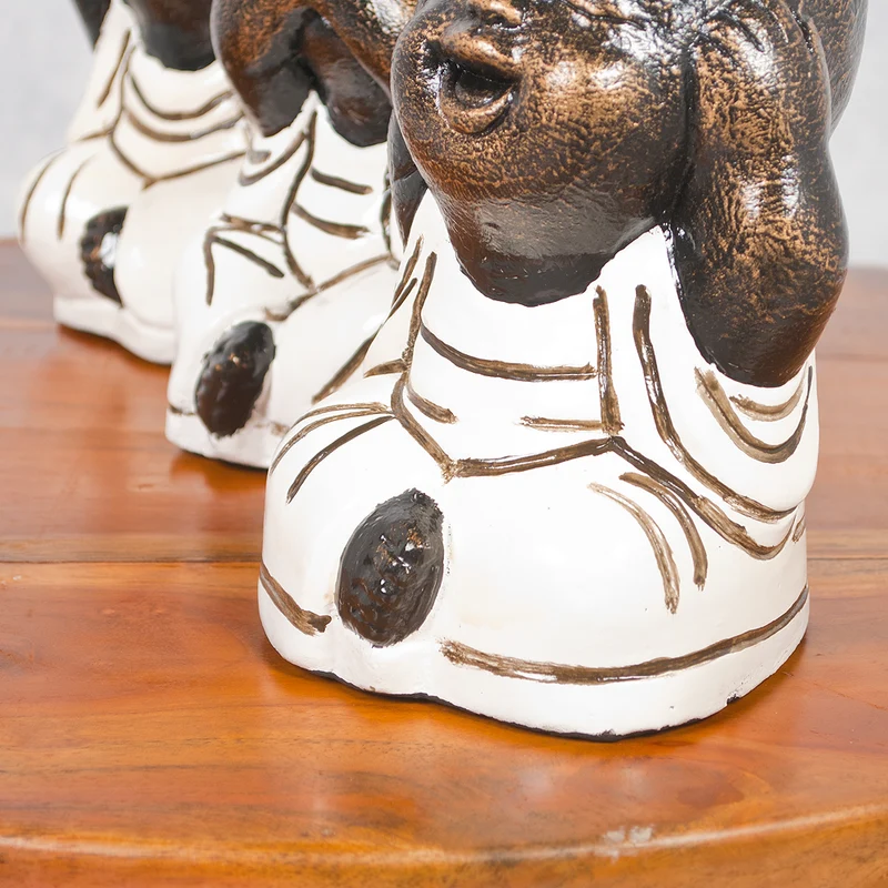 3er Set SHAOLIN Figuren Weiß aus Zement Buddha Figur Dekoration