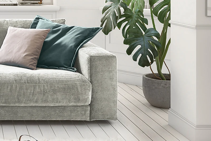 KAWOLA Sofa MADELINE 2-Sitzer Cord hellgrau