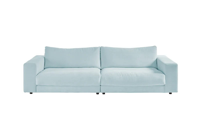 KAWOLA Sofa MADELINE 3-Sitzer Cord hellblau