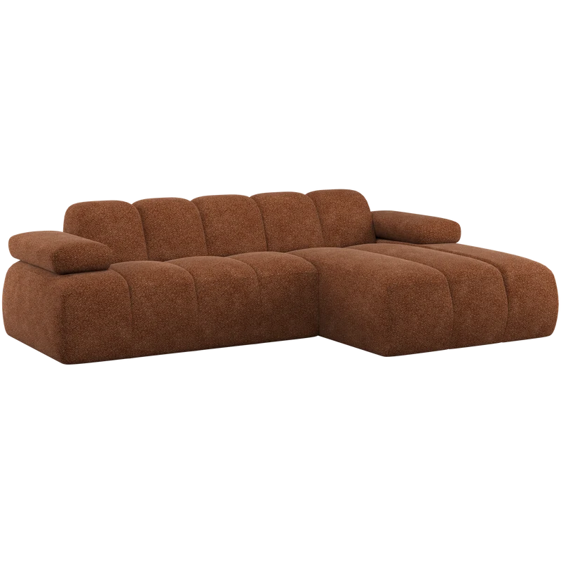 Mojo chaise longue bank rechts wollig rostbraun