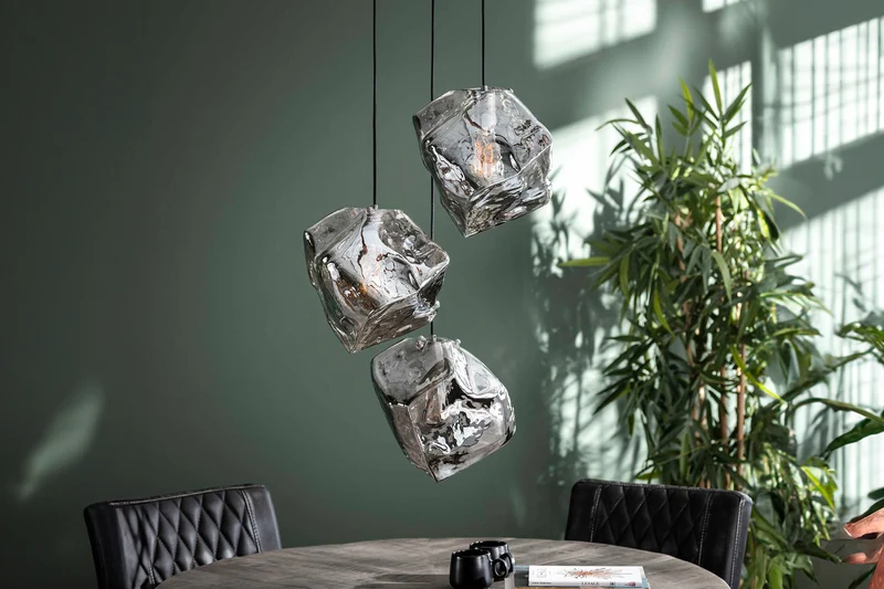 KAWOLA Pendelleuchte EDESSA Hängelampe 3-flammig Glas silber