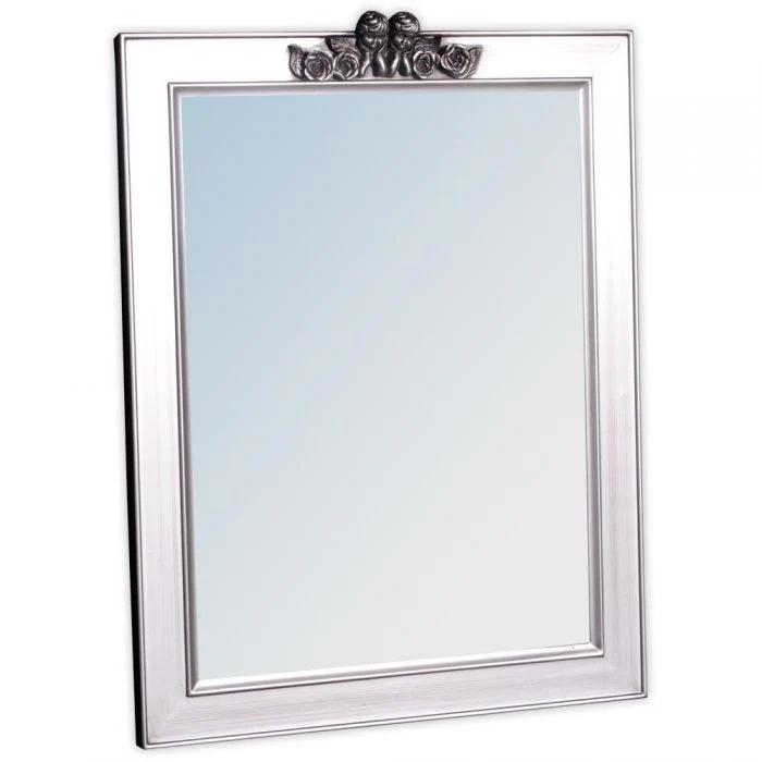 Spiegel ANGELO mit Engel-Ornament silber-antik 78x60cm