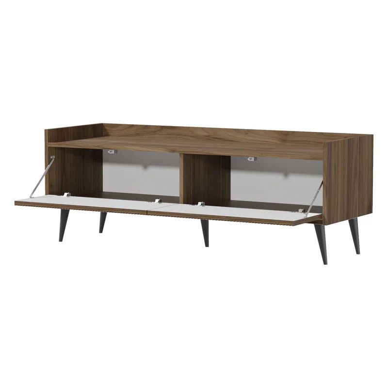 Ademo TV-Lowboard 120 cm mit 2 Klappen – Walnuss