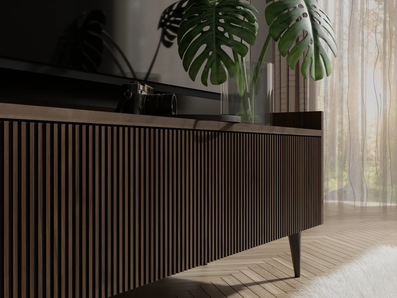 Ademo TV-Lowboard 120 cm mit 2 Klappen – Walnuss
