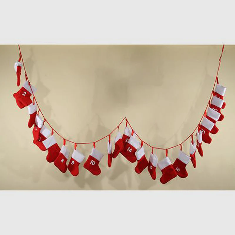 Adventskette SOCKEN X-MAS 195cm Adventskalender Weihnachten