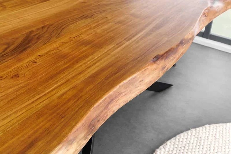 Baumkante Esstisch ARBOL 200cm massive 60mm Akazie Design-Gestell