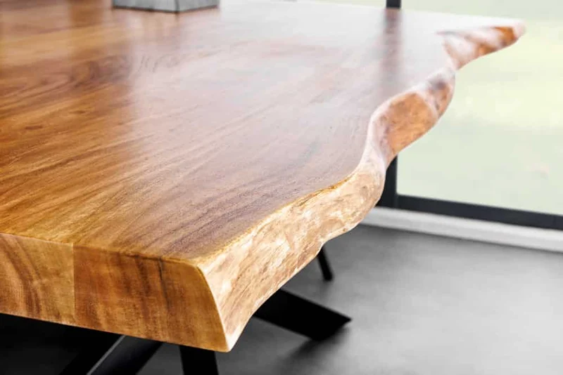 Baumkante Esstisch ARBOL 200cm massive 60mm Akazie Design-Gestell