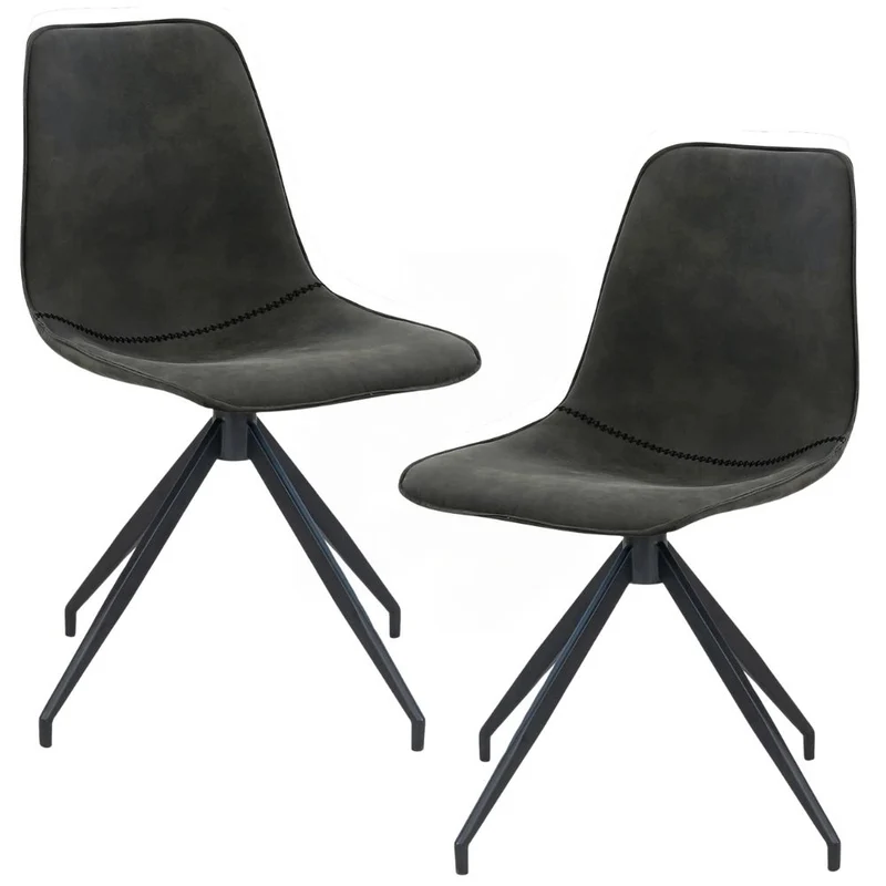 2er Set Retro-Drehstuhl CANNES vintage-grau Schalensitz