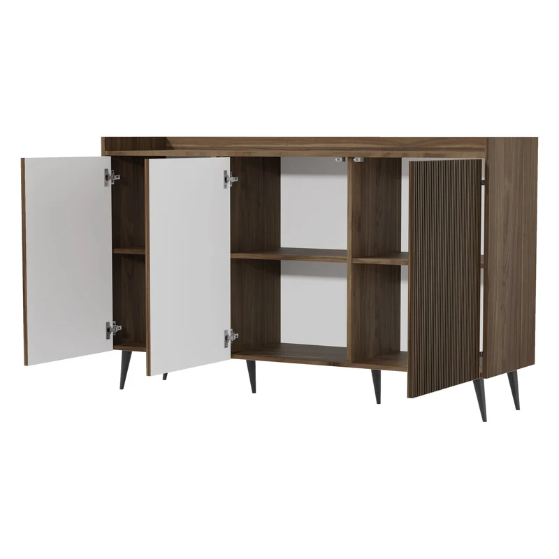 Ademo Sideboard 150 cm mit 3 Türen – Walnuss