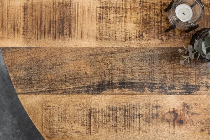 Industrie-Look Esstisch ARTE 120cm rund Mangoholz natural