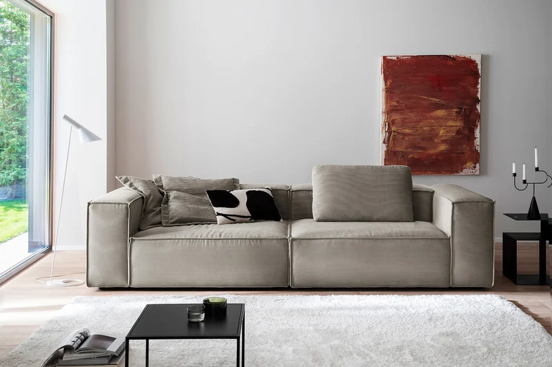 KAWOLA Sofa CARMO 3-Sitzer Feincord grau