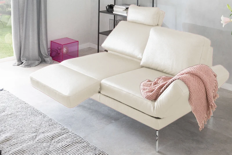 KAWOLA Sofa HURRICANE 2-Sitzer Leder weiß