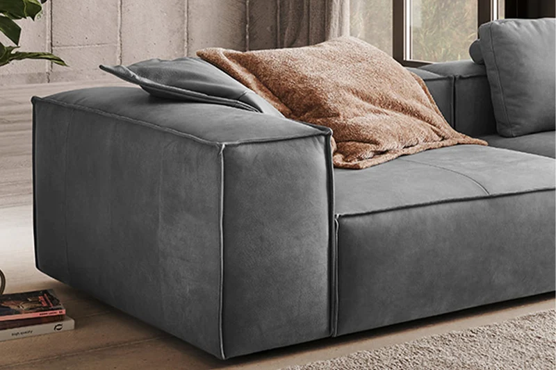 KAWOLA Sofa CARMO 3-Sitzer Leder grau