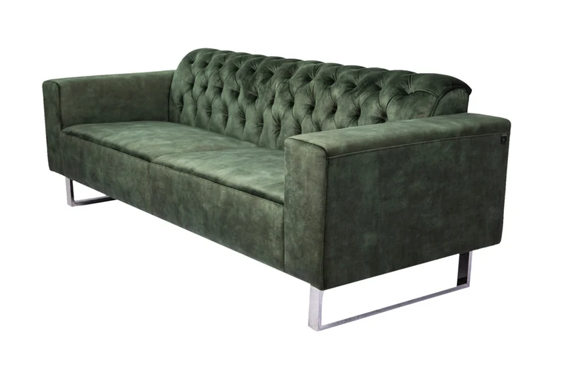 KAWOLA Sofa NILO 3-Sitzer Velvet Vintage moosgrün