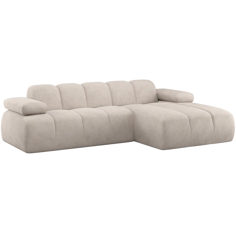 Mojo chaise longue bank rechts cordstoff ecru