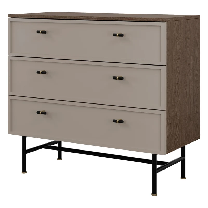 Elora Kommode 90 cm mit 3 Schubladen – Baltic Storm / Toffee
