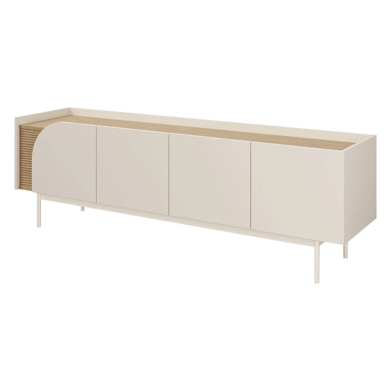 Carmen TV-Lowboard 172 cm mit 4 Türen – Macadamia / Frühlingseiche
