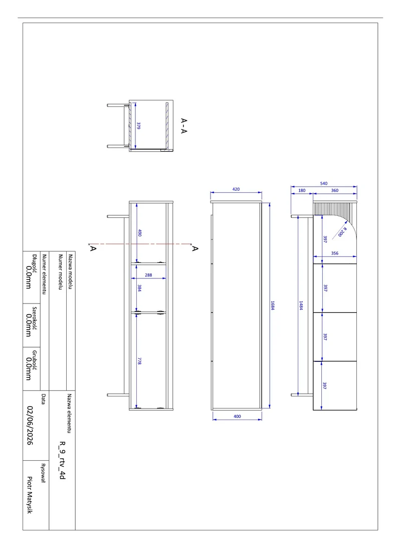 Carmen TV-Lowboard 172 cm mit 4 Türen – Macadamia / Frühlingseiche