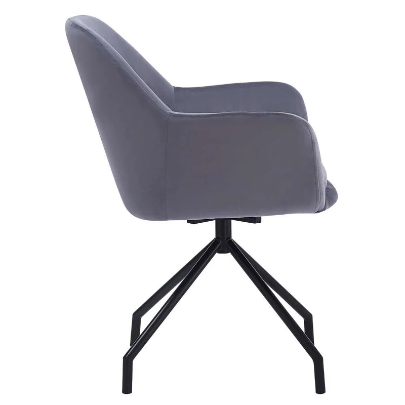 Drehbarer Stuhl JUDIKA dunkel-grau Samt 360° mit Armlehne Metallbeine