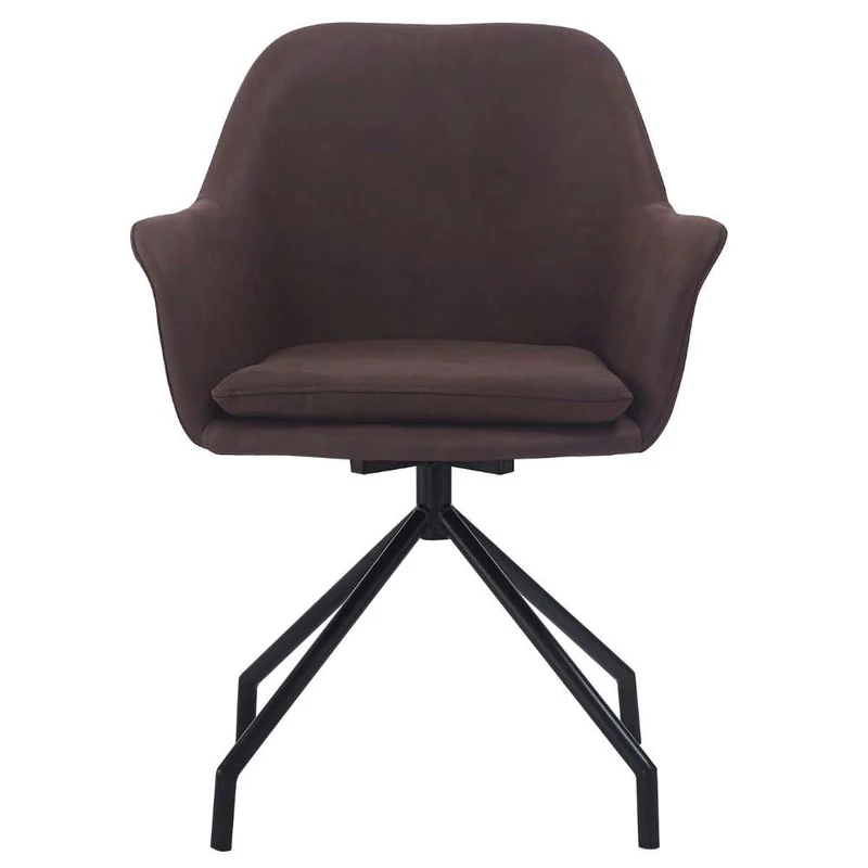 Drehbarer Stuhl JUDIKA vintage-braun Mikrofaser 360° mit Armlehne