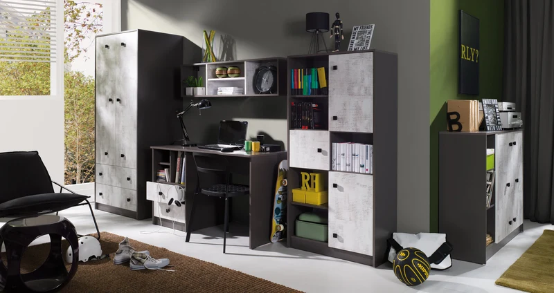 Tommy Kommode 90 cm mit 4 Schubladen – Graphit / Enigma