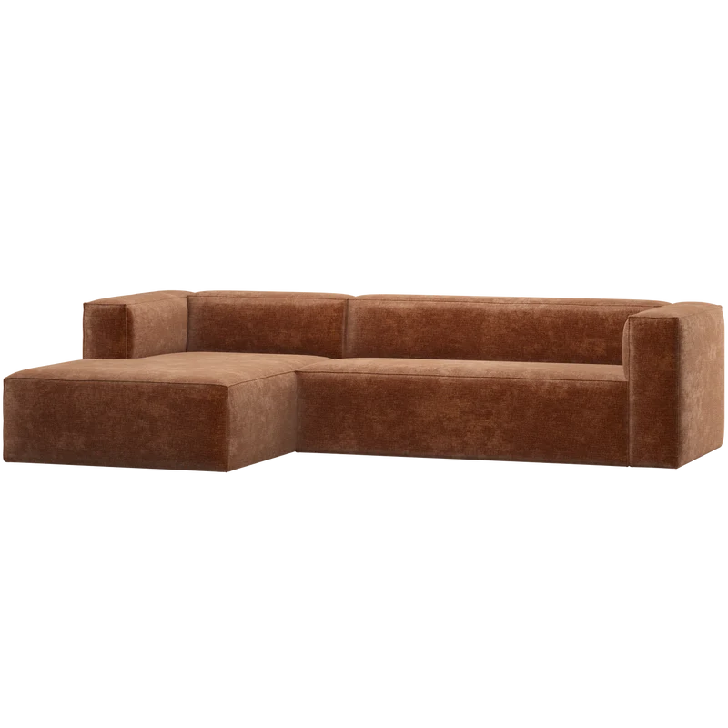 Bean ecksofa links chenille-samt terra